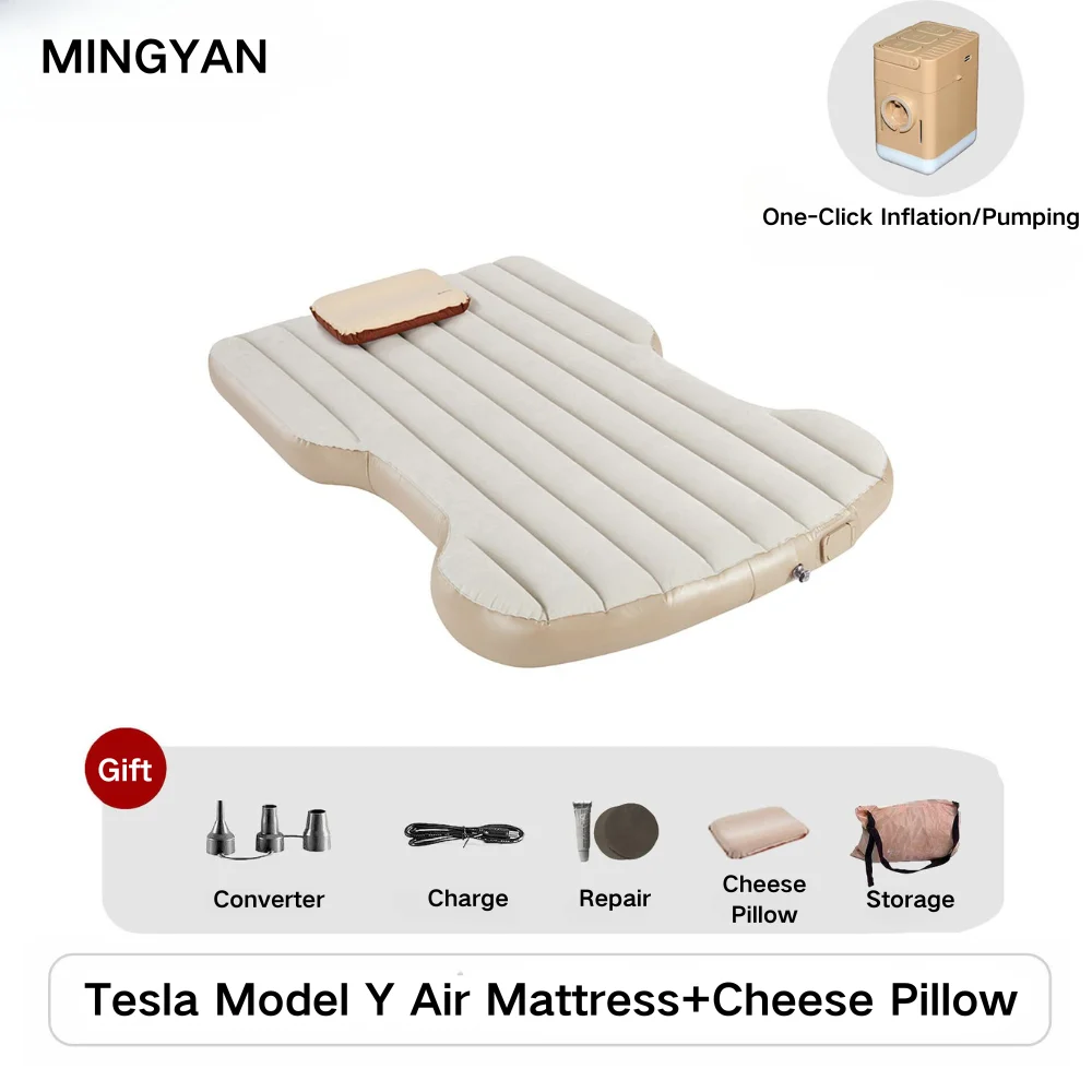 Inflatable Travel Mattress for Tesla Model Y, Car Accessories, Self-Inflating, Pumping Comfort Mattress, Baby Mattress