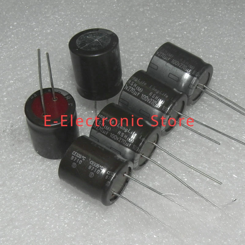 10PCS/LOT Longlife Silver  RSH 100V  270UF  Direct Insertion Filtering Electrolytic Capacitor