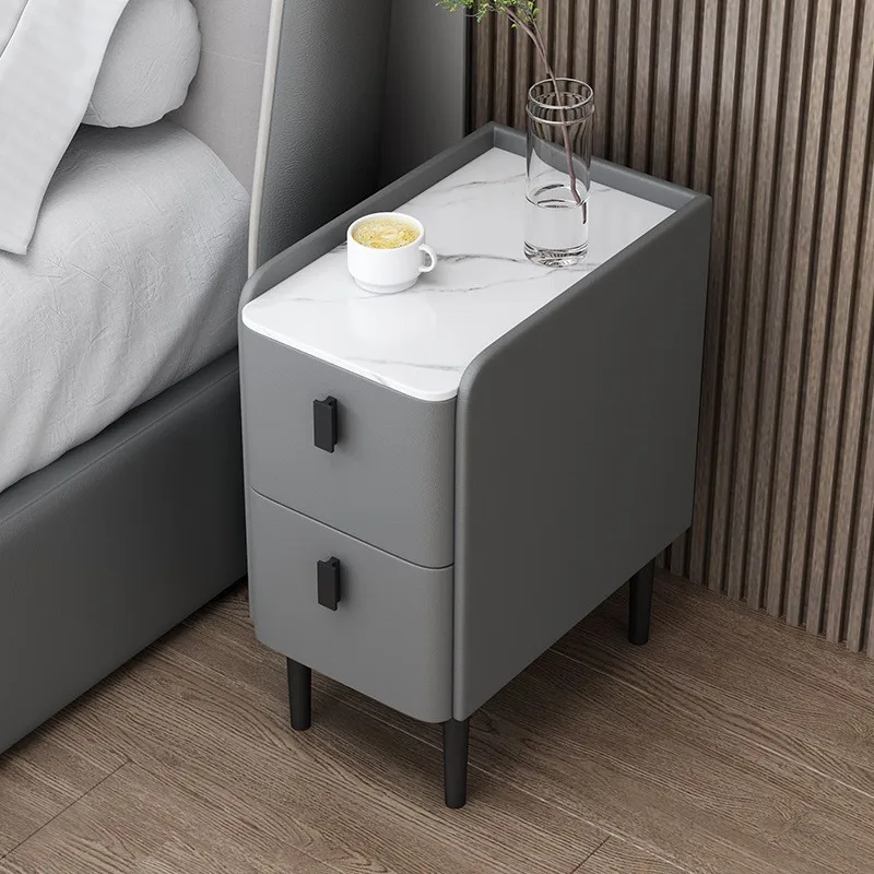 Mini bedside table, very narrow and simple modern light luxury rock slab bedside table