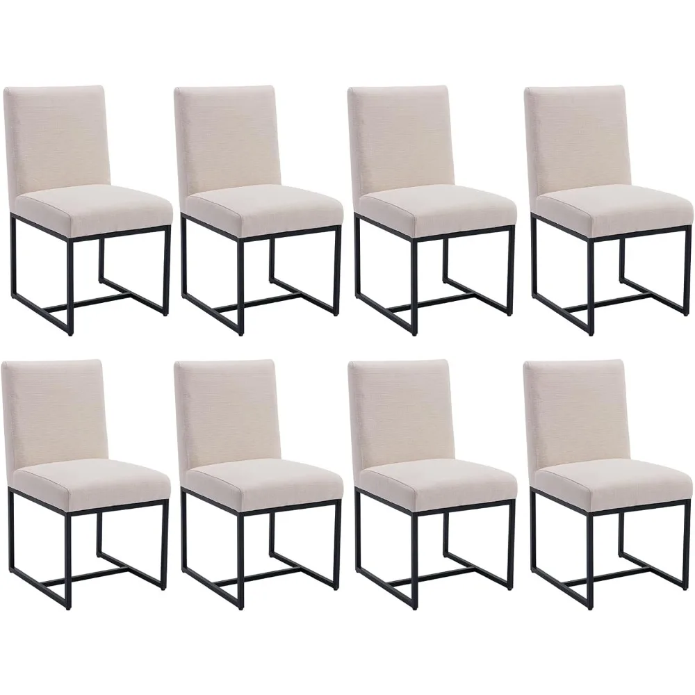 Upholstered Modern Dining Chairs Set of 8 Linen Mid Century Dining Room Chairs Armless Side Chair Comfy Kitchen Chairs with,8PCS