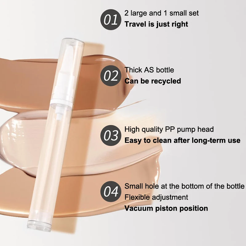 1PC 5/10/15ml Clear Foundation Dispenser Bottle Portable Travel Essence Sample Container Airless Vacuum Eye Gel Cream Empty Tube