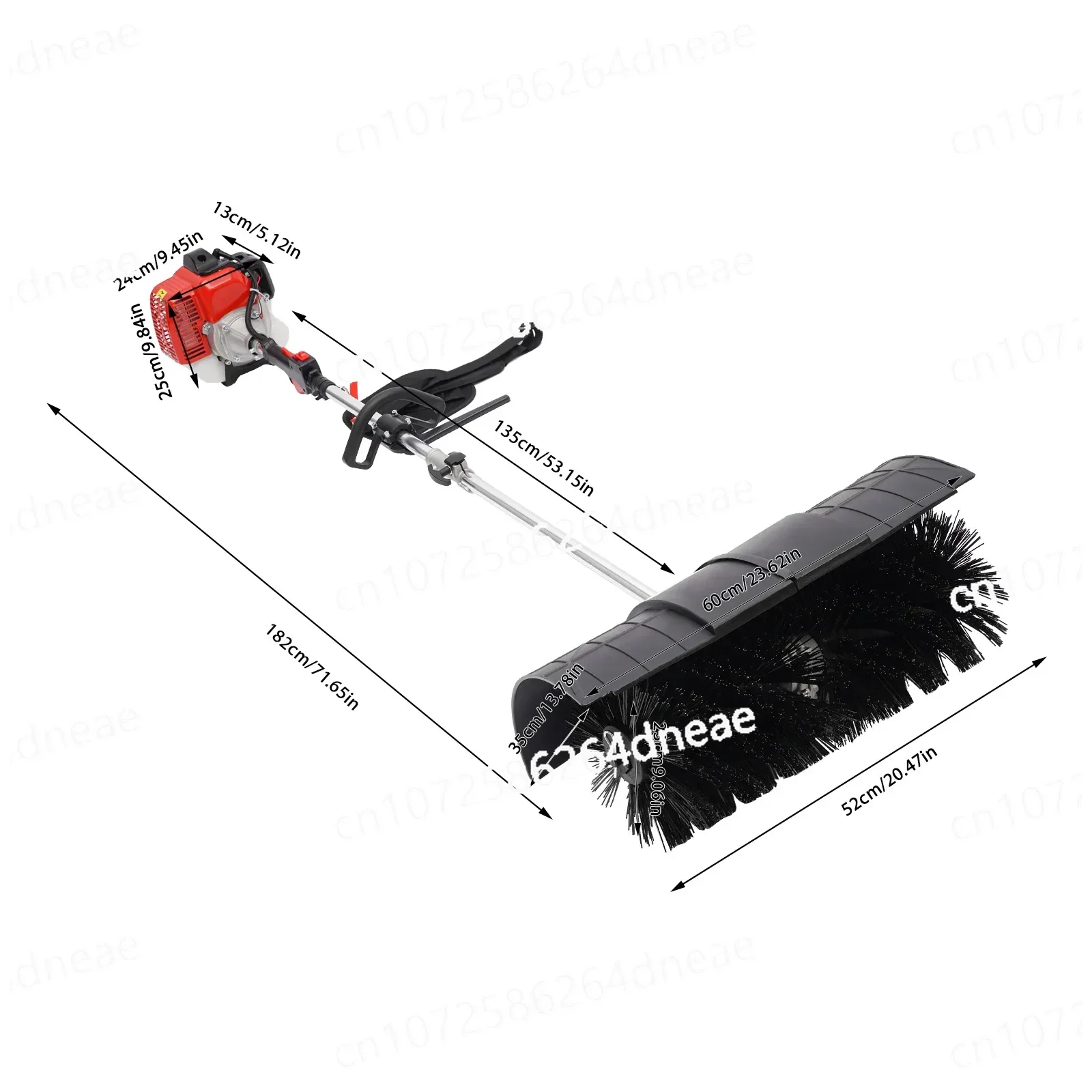 

Outdoor Hand Held Gas Power Broom Walk Sweeper Cleaning Tools High Performance Cleaner 1.7KW Easy to Operate and Large Fuel Tank