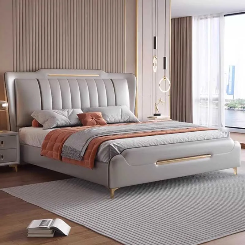 European Style King Size Bed Frame Elegant Storage Modern Double Bed Frame Queen Size Bedroom Cama Moderno Lujo Home Furniture