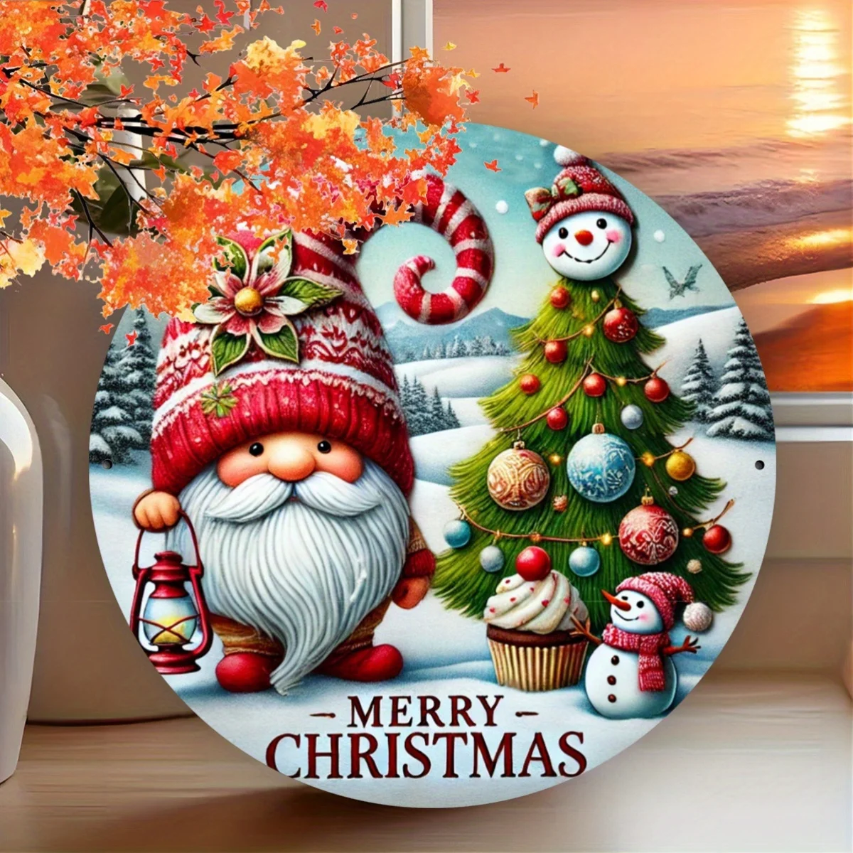 Metallschild „Weihnachtszwerg – festliche Designs |   Passend für Bauernhaus, Küche, Garten |   Weihnachtsgeschenk“