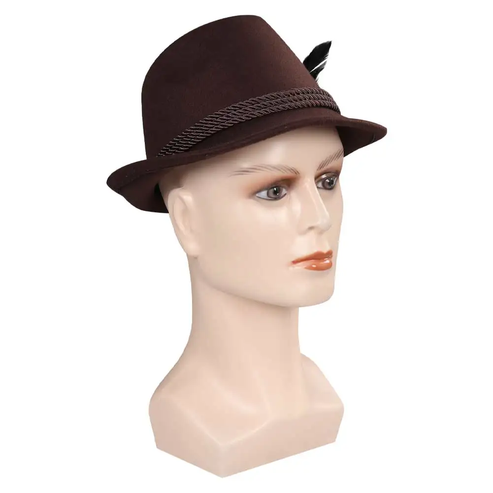 Men Retro Jazz Feather Hat Fedora Hats Cap Oktoberfest Traditional Beer Festival Cosplay German Costume Disguise  Accessories