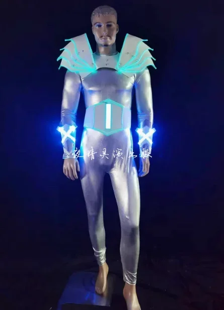 

bar party ice blue LED punk cyber dance troupe bar gogo dance party Luminous technology costumes