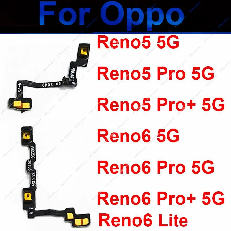 

Power Volume Buttons For OPPO Reno 5 5Pro 6Pro 5 6 Plus 6Lite 5G Power Volume Button Side Key Flex Ribbon Flex Cable Replacement