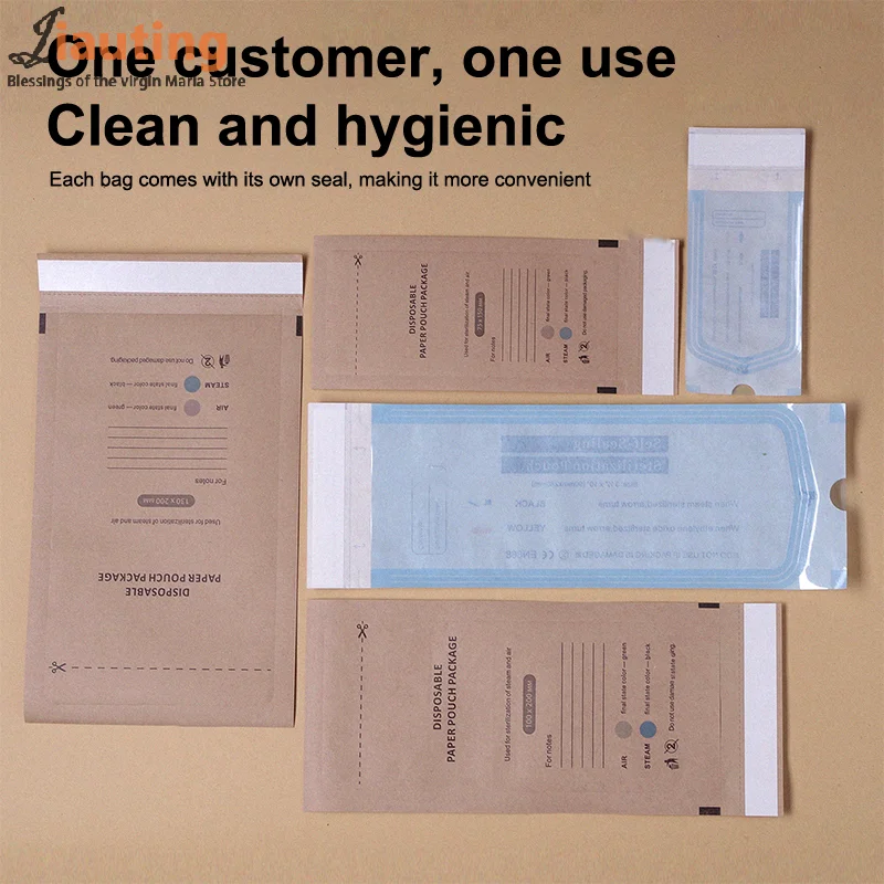 Sac en papier Kraft auto-scellant, 10 pièces, sac de désinfection jetable, outils pour ongles, stérilisateur, sacs de manucure, pochette de stérilisation