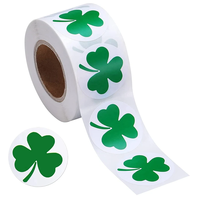 Patrick's Day Shamrock Stickers Shamrock Roll Stickers 1-1/2 Inch Adhesive Label For Irish Decoration And Craft