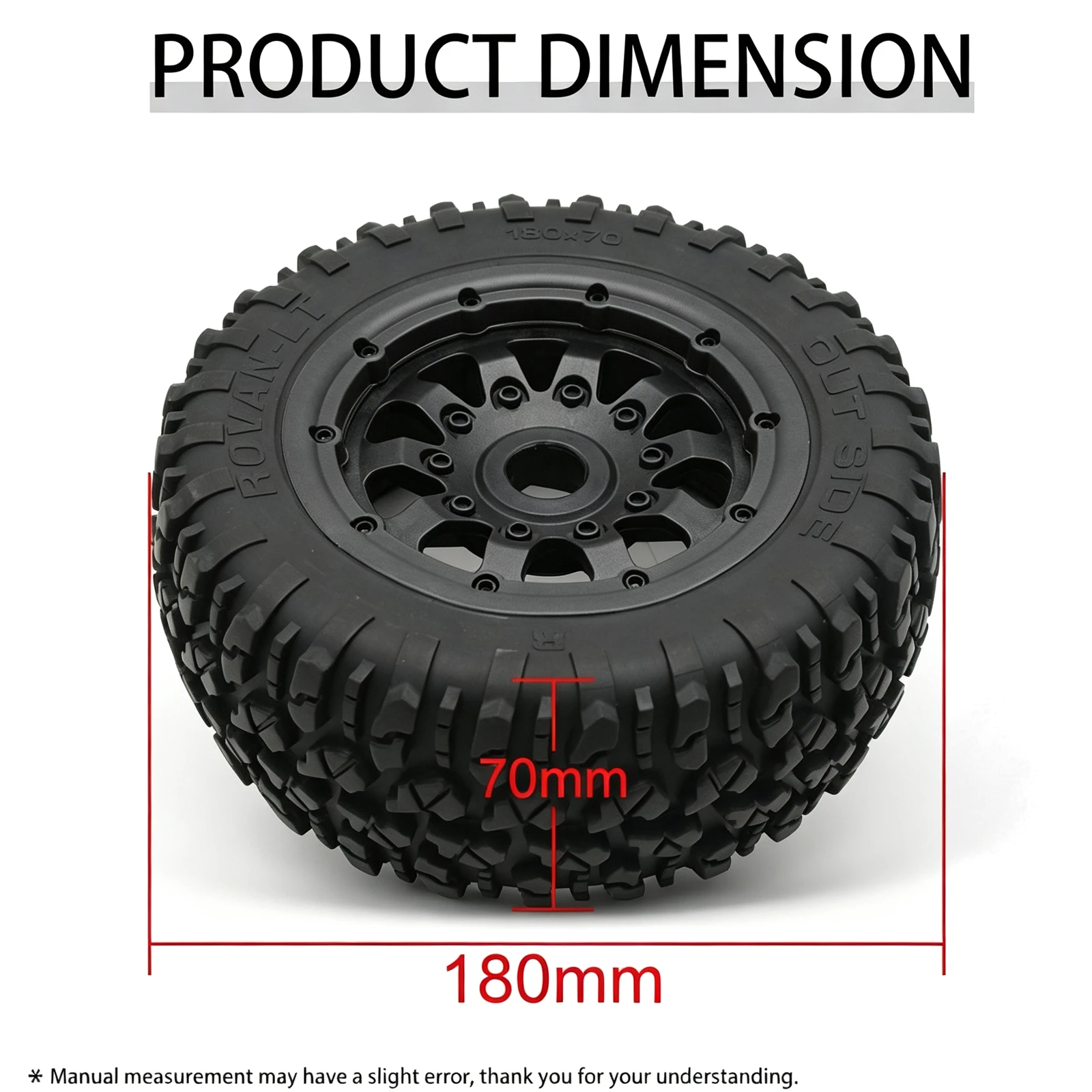 Upgraded 1/5 RC Off-Road Beadlock Front Rear Tires Wheel Kit for Losi 5ive T ROFUN ROVAN LT Kingmotor X2
