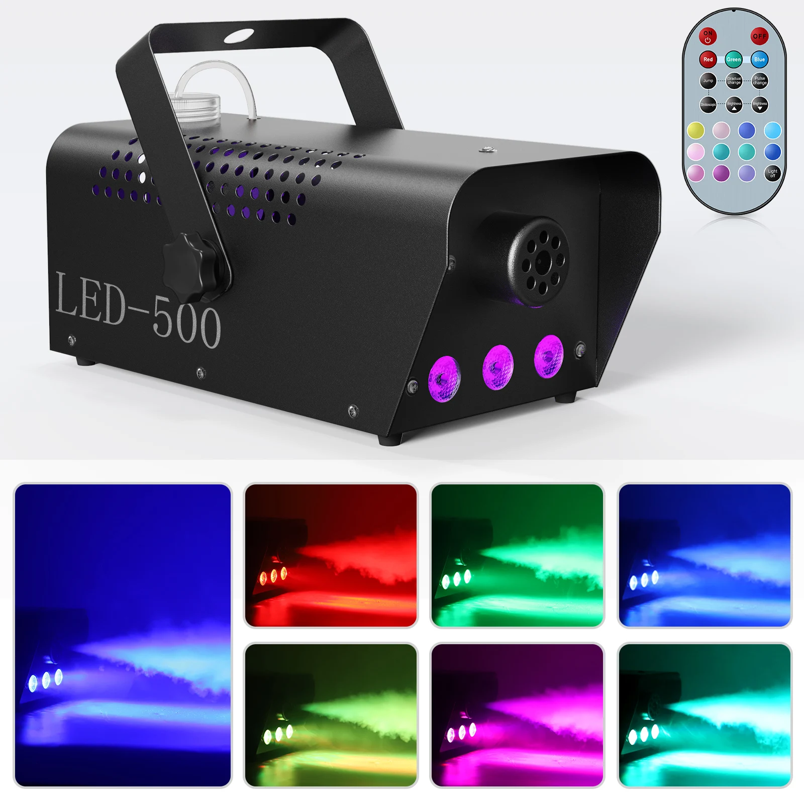 DayFlicker 500W RGB Smoke Machine Wedding Smoke Fog Machine Parties Club Remote Fog Ejector for Concert Party Stage Effects