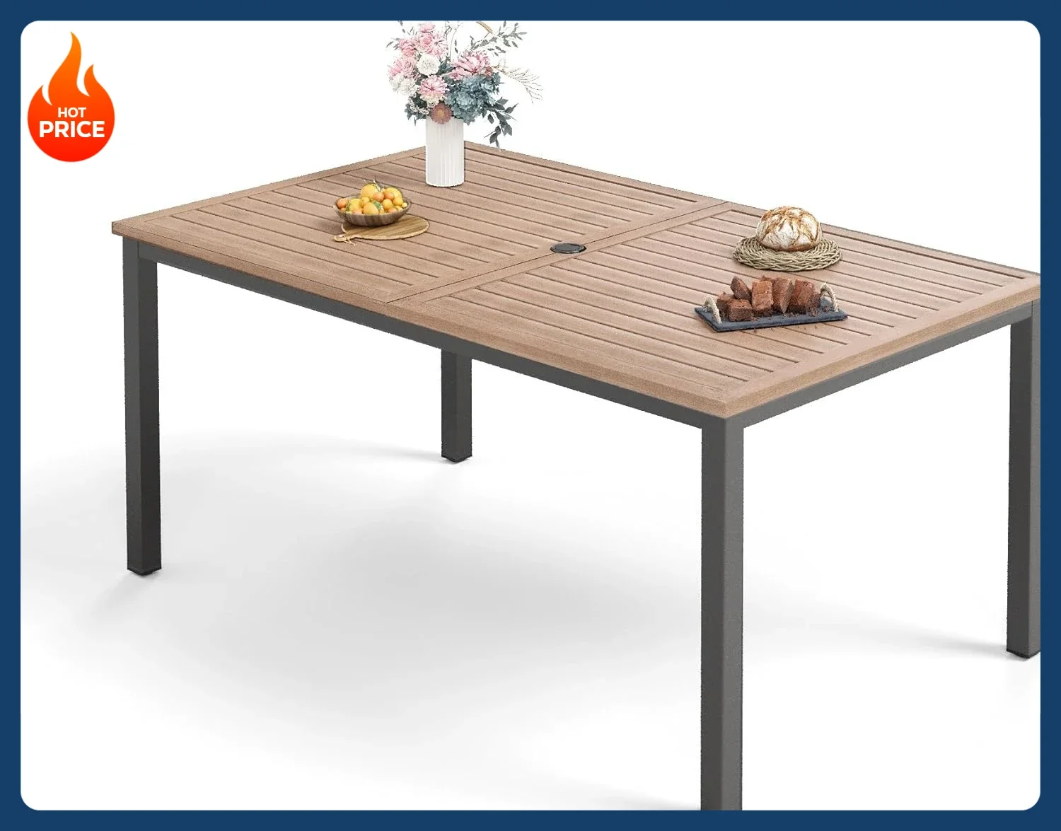 

Бестселлер [Горячее предложение!] Металлический уличный обеденный стол на 6 человек, прямоугольный, с покрытием E-coating, очень большой, 63,8 дюйма (длина) x 38,2 дюйма (ширина), столешница с планками, регулируемый.