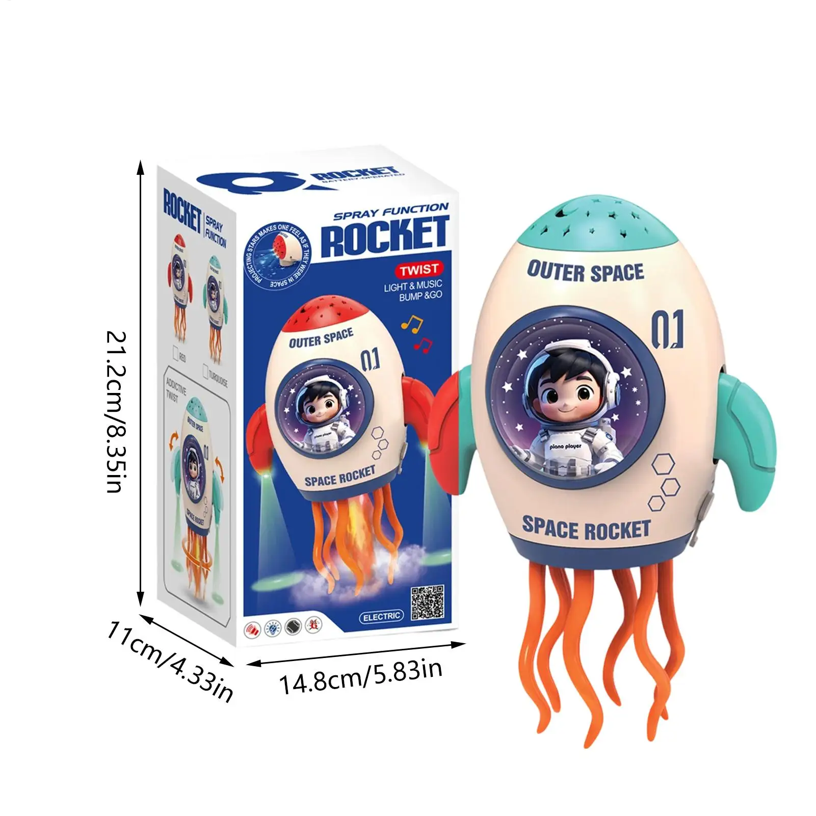Brinquedo rastejante cantando dança foguete brinquedos iluminado projetor música boneca para festival interior férias casa mesa evento festa família