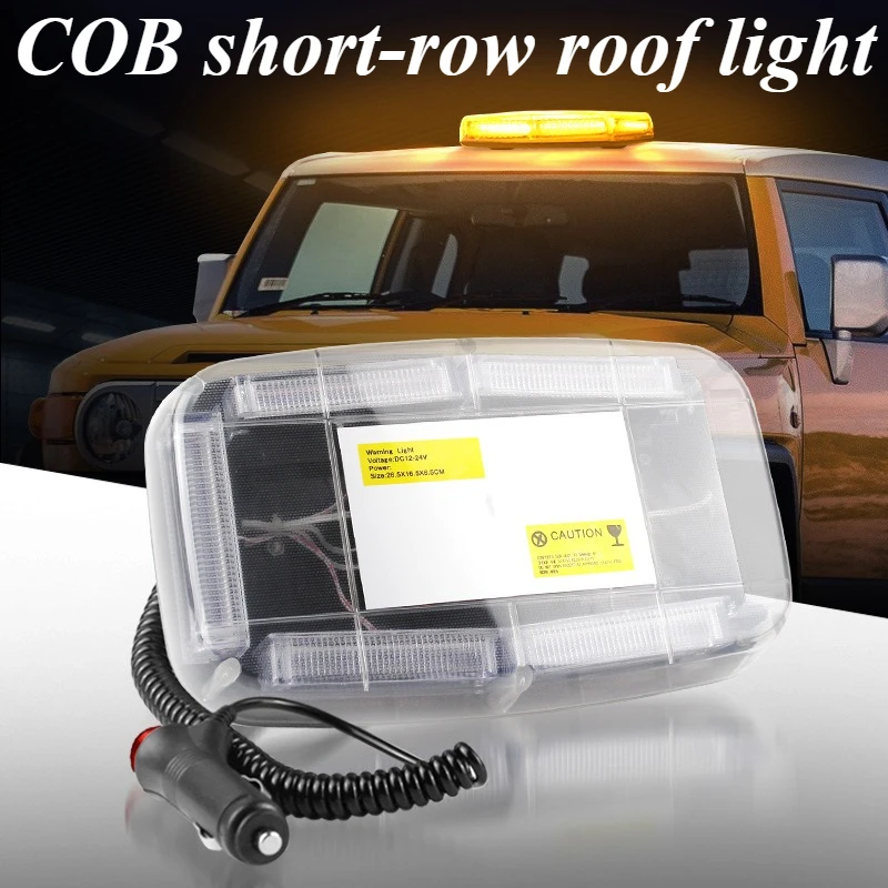 

For Trucks SUVs Vans Cars 12-24V Universal COB Mini Short Row Warning Light Amber White Red Flash Strobe for Construction Rescue