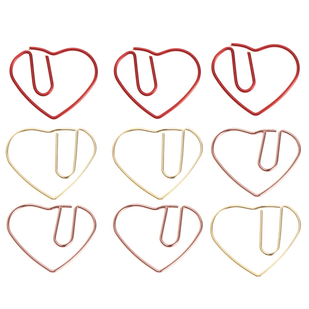 50pcs Heart Shape Paper Clips Creative Shape for Bookmark Office School Notebook Agenda Pad (Mixed Color)