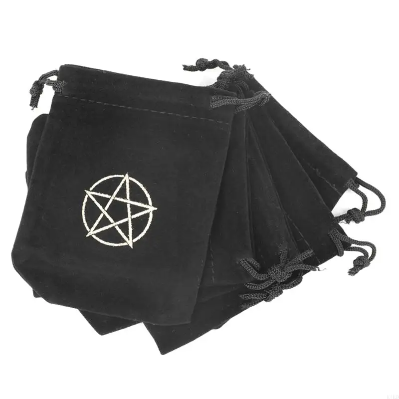 K1kd pentagram tarot untuk tas penyimpanan kartu kantong serut kecil untuk permen perhiasan anting -anting kalung