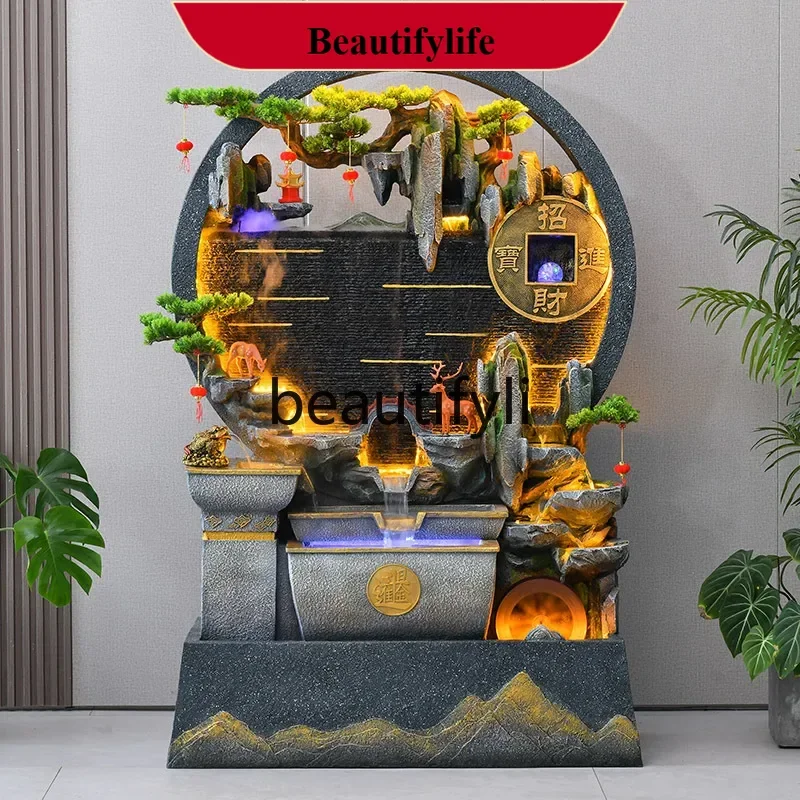 

D178 Water curtain wall living room partition rockery fountain landscape courtyard outdoor feng shui wheel