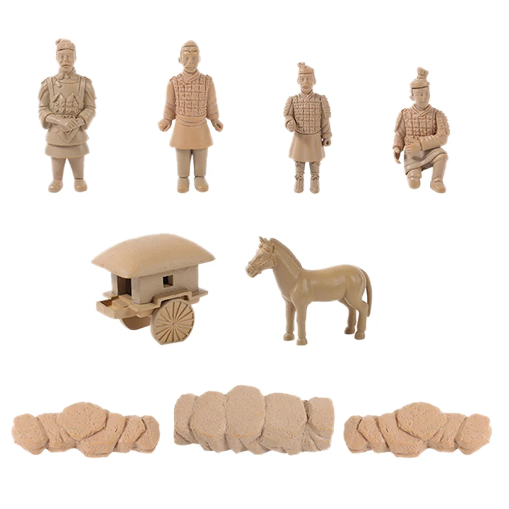 Terracotta Warriors and Horses Small Ornaments Retro Decor Plastic Soldier Vintage Statues Craft Pvc Decoration Travel