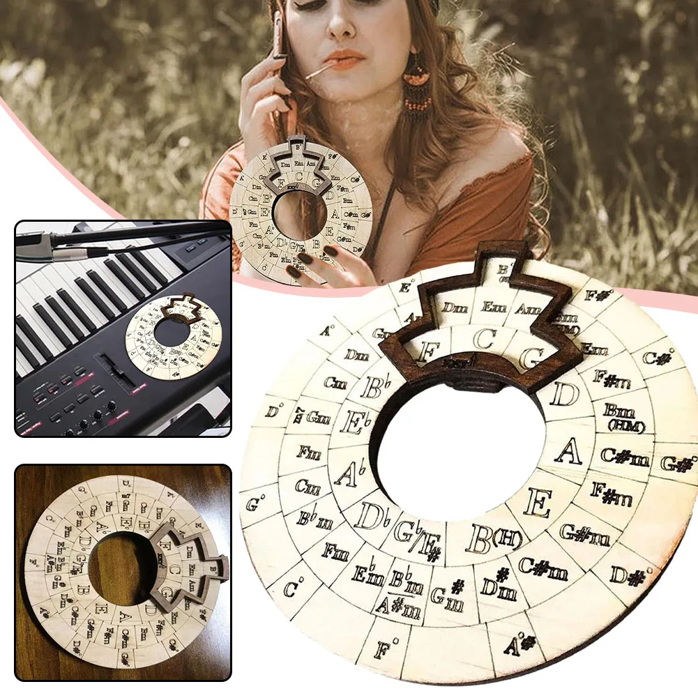 Herramienta de melodía de madera, círculo, rueda de madera, herramienta educativa Musical, accesorios de instrumentos musicales para partituras, acordes y llaves
