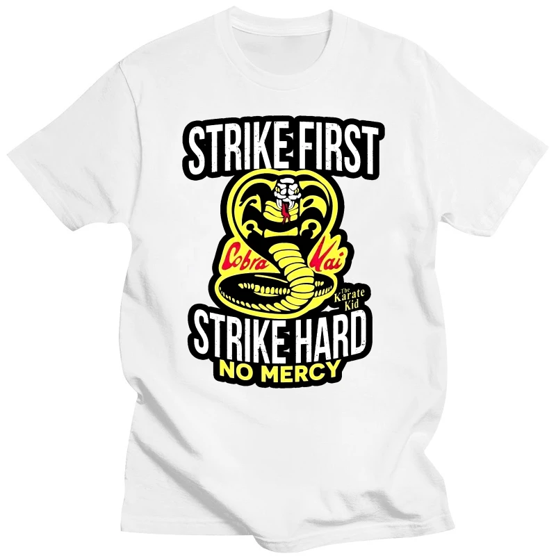 Harajuku Streetwear Shirt Menkai Strike First Strike Hard The Mercy The Karate Kid T-Shirt