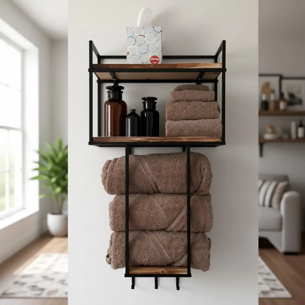 

Compact Wall-Mounted Towel Rack for Small Bathrooms - Perfect for Storing Towels, Blankets, and More in RVs and Hotels