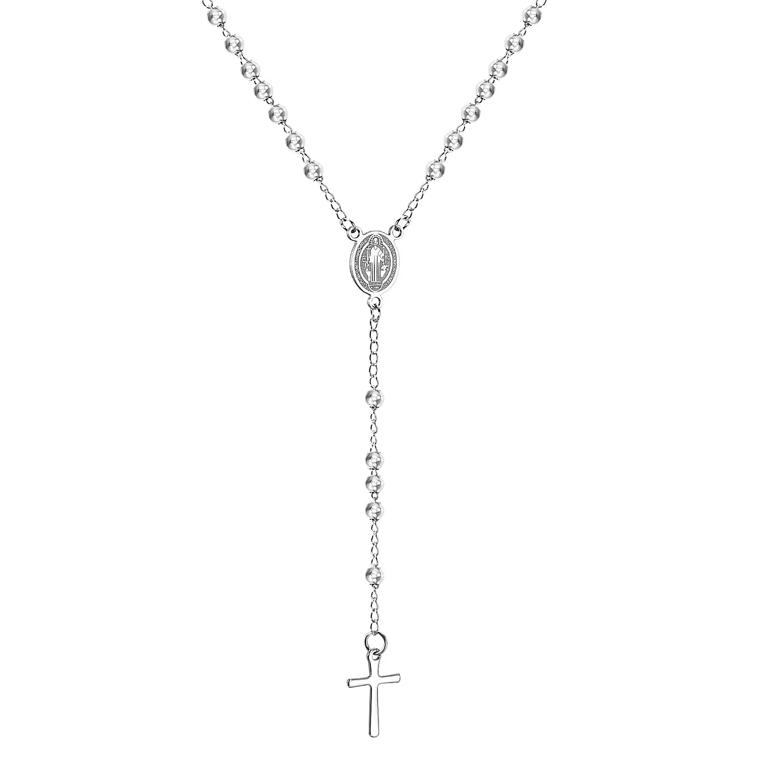 LUXUSTEEL Classic Jesus / Virgin Mary Pendant Necklace Stainless Steel Long Chain Cross Jewelry Gift for Faithful - Image 6