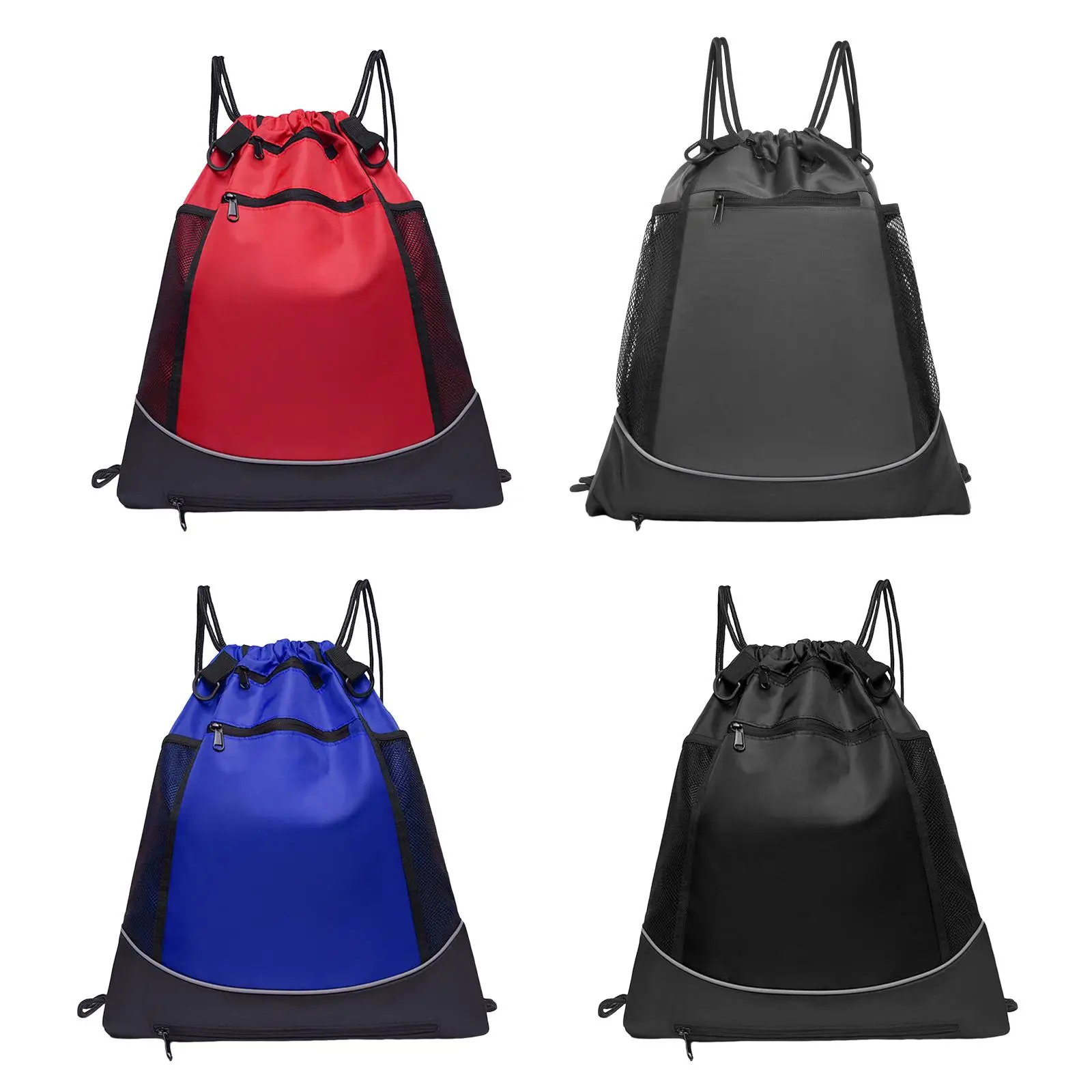 

Drawstring Backpack Sports Gym with Mesh Pockets Water Resistant String Bag for