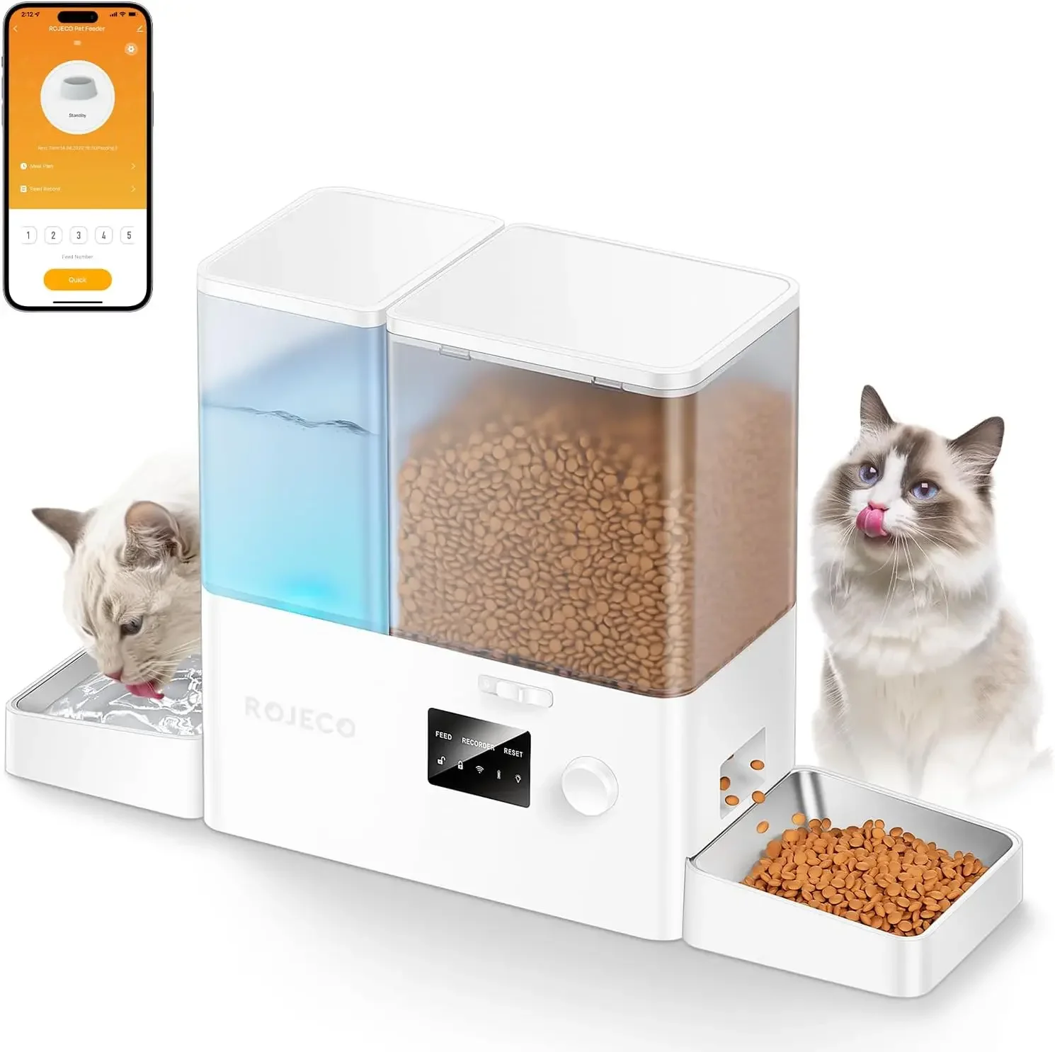 

36Cups/8.5L WiFi Automatic Cat Feeder and Gravity Water Dispenser,Stainless Steel Bowls 2-in-1 Large Capacity 5L Food Di