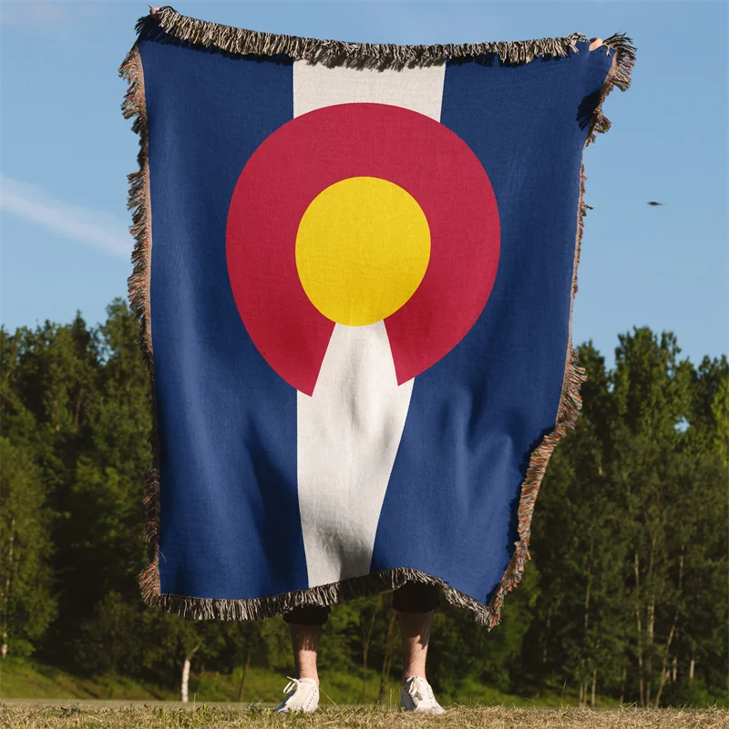 Aertemisi Colorado United States of America Jacquard Fringed Woven Throw Blanket