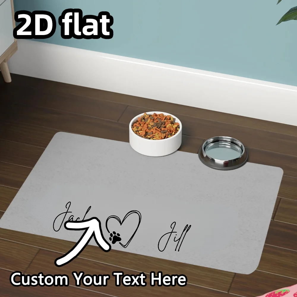 Personalized pet feeding mat - Customizable pet name design - Dog bowl mat, cat bowl mat, anti-slip pet meal mat