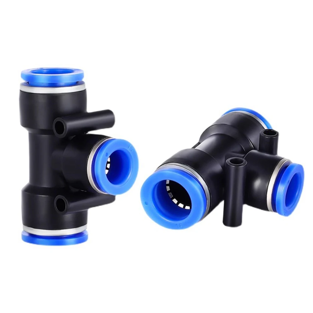 PE PEG Pneumatic Quick Connector Three-way Variable Diameter Connector T-shaped PU Tracheal Hose 4 6 8 10 12 14 16mm PEG10-8-10