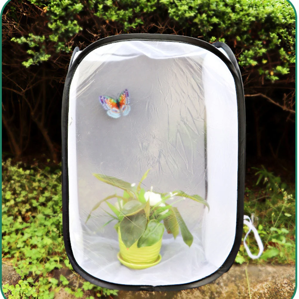 30x30cm White Foldable Cage Portable House Dragonfly Habitat Outdoor Nature Exploration Toys (Zipper for Random Color)