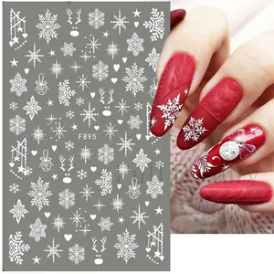 3D Snowflake Art of Nagel Dealques Weiß Weihnachtsprojekte Autodesivo Neujahr Neujahr Winter Gel Slider Dekorationen Laf895 12 Hauptverkaufsaufkleber -Nagelgel - №9