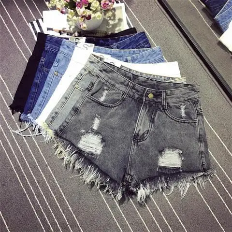 

High Waist Ripped Denim orts Women's Loose Fit Wide Leg plus Size A-Line Hot Pants Korean Sle Summer Jeans orts