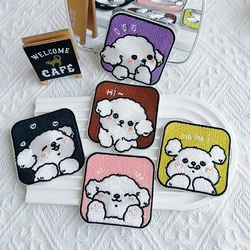 Cute Square Puppy Self-adhesive Embroidery Patches For Clothing Kids Decorative Phone Case Bag Student Stationer DIY Applique