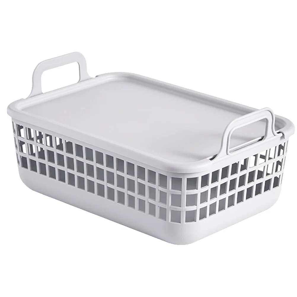

Household Plastic Laundry Basket with Lid Ventilation Handle Dirty Clothes Hamper Multi-Function Storage Container for Bathroom