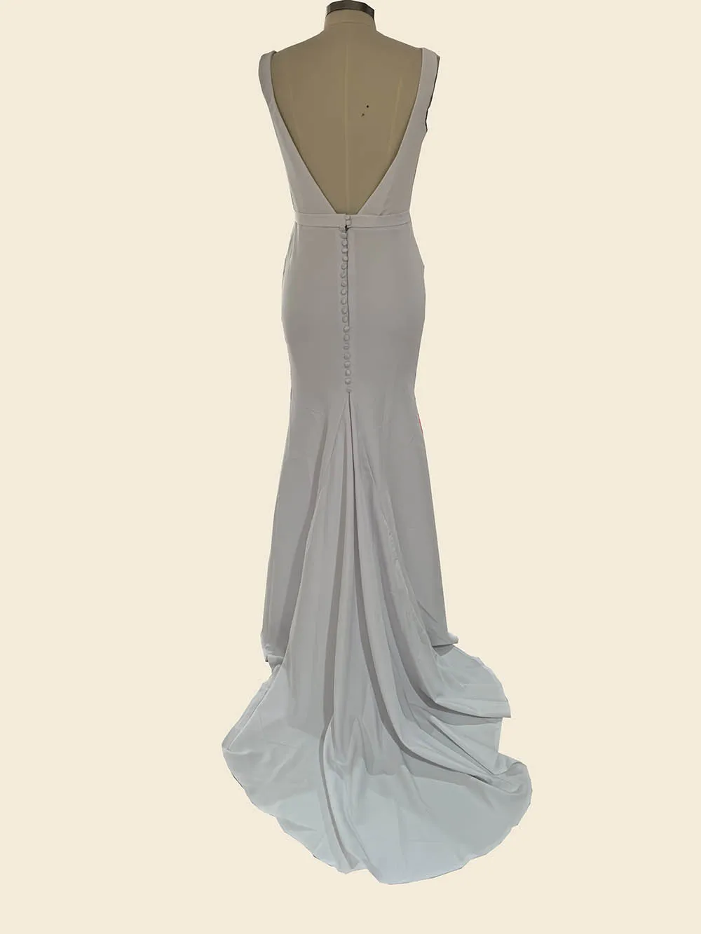 فساتين زفاف رخيصة 2025 أزرار على شكل حرف v فستان الزفاف المدنية بدون ظهر فستان الزفاف فستان حفلات الزفاف بقعة السلع