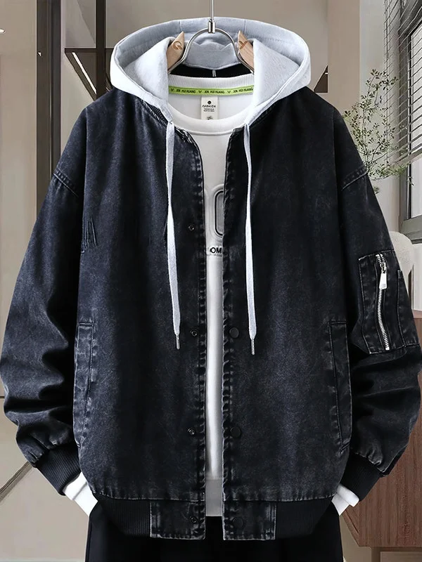 

Мужская повседневная свободная джинсовая куртка American Sle с капюшоном, бейсбольная одежда, модная брендовая весенне-осенняя верхняя одежда