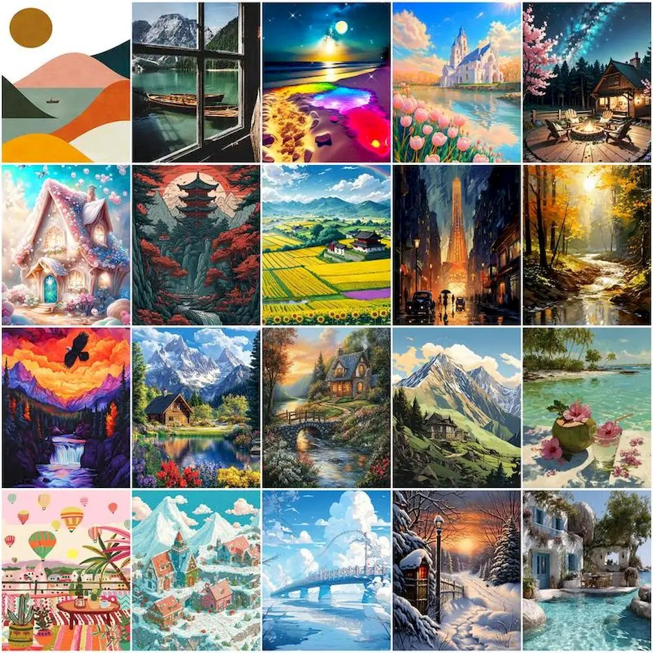 

GATYZTORY Paintings For Painting By Numbers Digital Landscape Watercolor Coloring By Numbers Paintings On Number Picture Paint