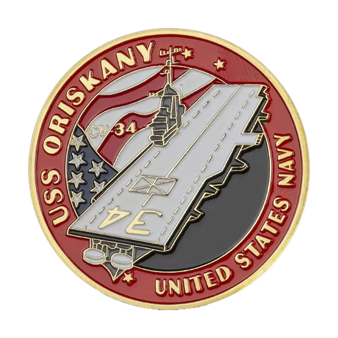 USA Navy USS Oriskany CV-34 Aircraft Carrier Souvenir Coin Gold Plated Department of The Navy Commemorative Coins