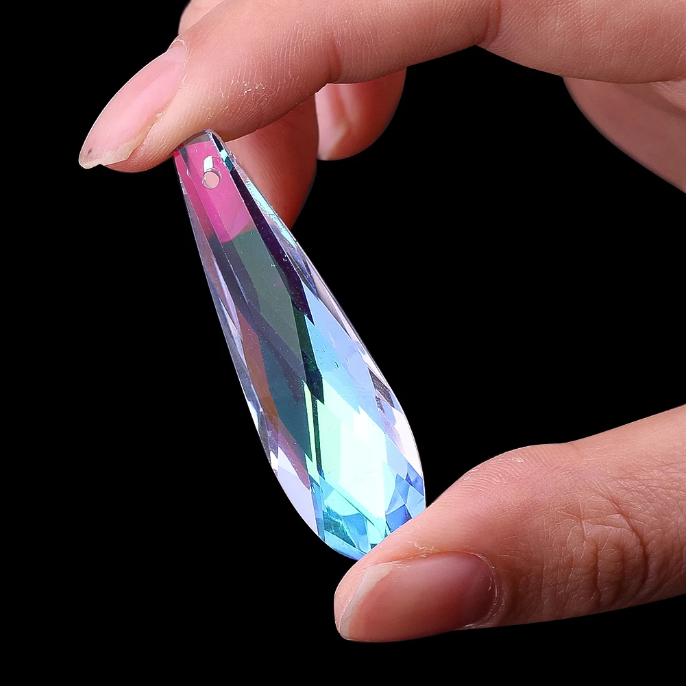 2pcs AB Color Illusion Crystal Long Drop Single Hole Accessory Home Corner Embellishment Decor DIY Necklace Earring Material