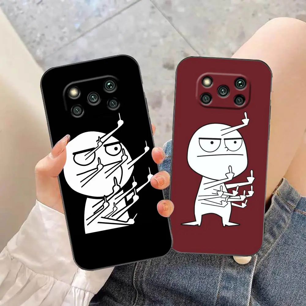 Case For Xiaomi Poco X5 X4 X3 M5 M4 M3 F5 F4 GT Pro NFC 5G 4G Black Shark 5 Mix 3 2S 2 Case Cartoon Cute Funny Man Middle Finger