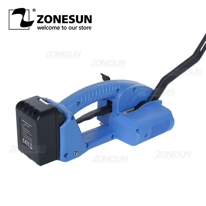 ZONESUN ZS-PSJDH16 PET PP التلقائي الربط آلة يده المحمولة صندوق منصة نقالة التفاف التعبئة شرائط بطارية ليثيوم