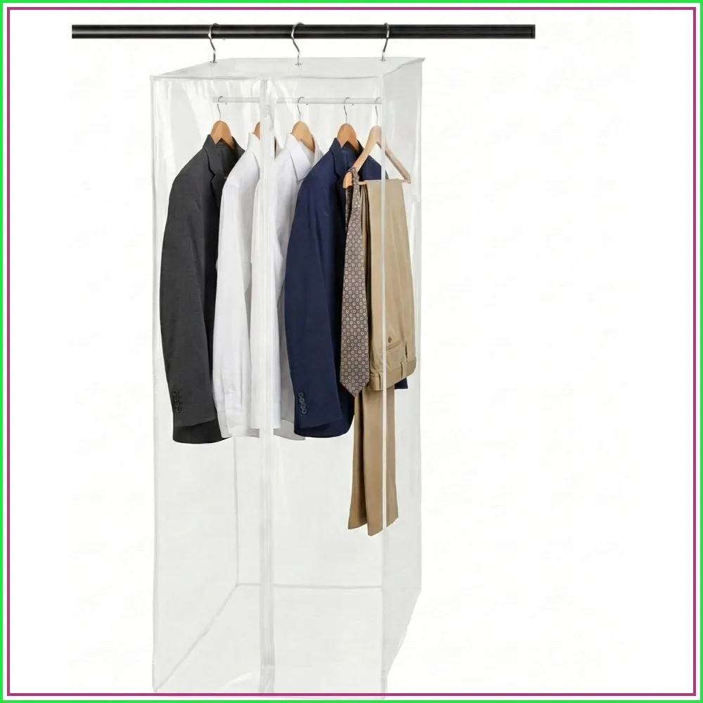 

Clear Garment Bag 42" Hanging Closet Organizer with Metal Frame – Protects Dresses, Suits & Jackets from Dust & Moisture