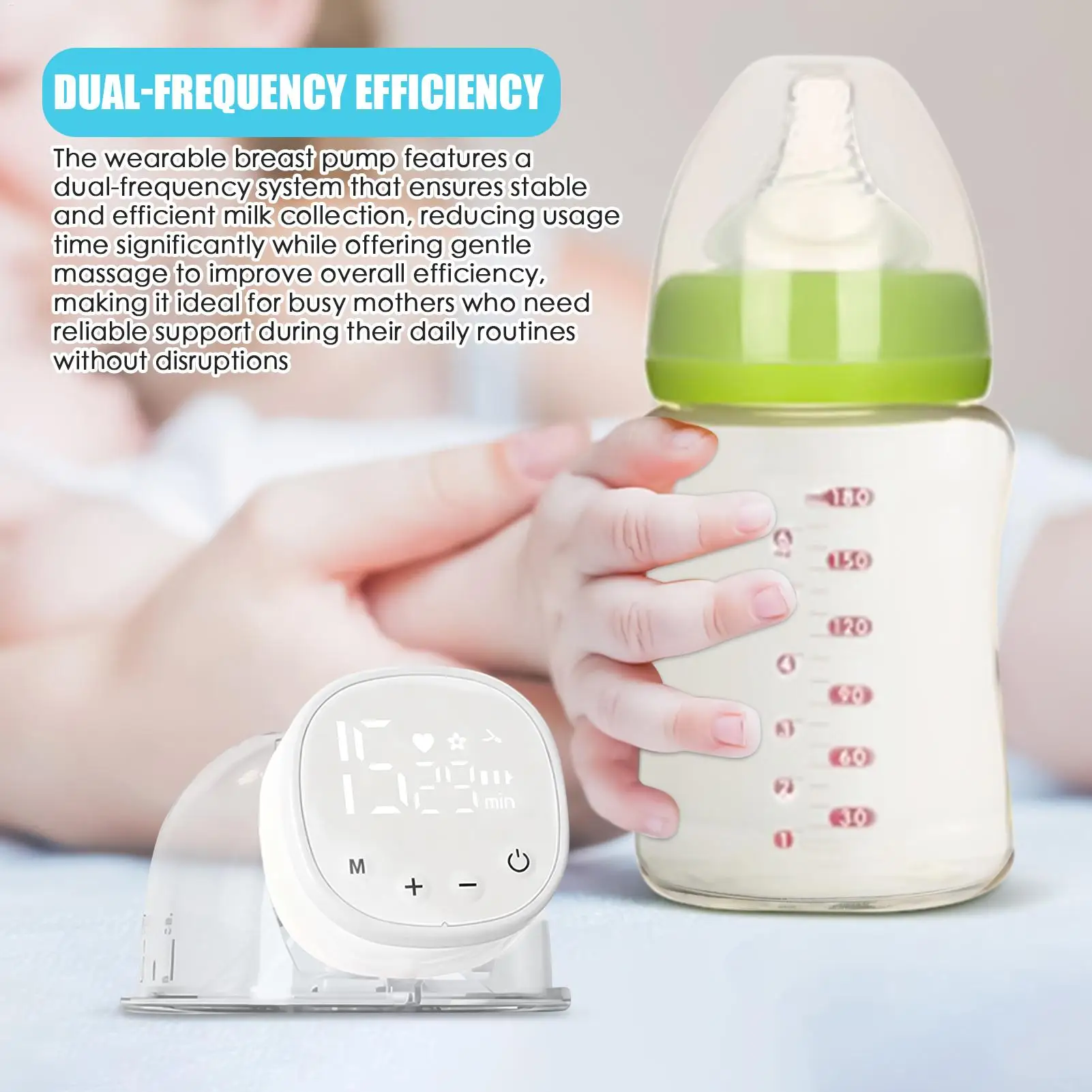 Breast Pump Quiet Electric Baby Breastfeeding Portable Hands Free Pumping For Milk Nipple Replacement For Baby Mom Travel