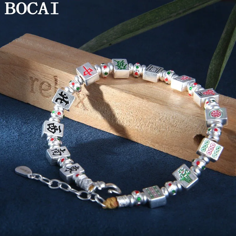 

BOCAI NEW S999 Серебряный креативный универсальный браслет «Тринадцать лет» для маджонга