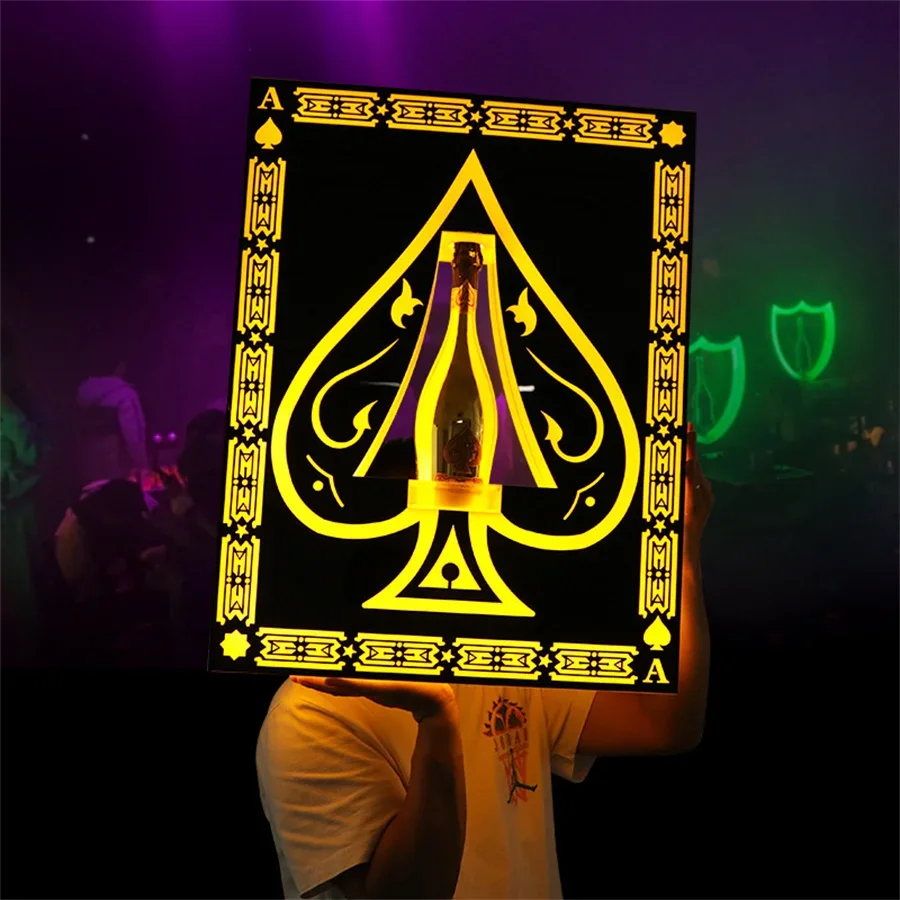 

Ace of Spades VIP Bottle Display Glorifier Presenter LED Sign Service Letter Board Presenter Square Spades Bottle Presenter