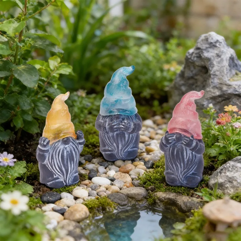 3pcs Garden Dwarf Spirit Statues With Luminous Resin Crafts Ornaments Outdoor Courtyard Lawn Flower Pot Garden Decor Supplies