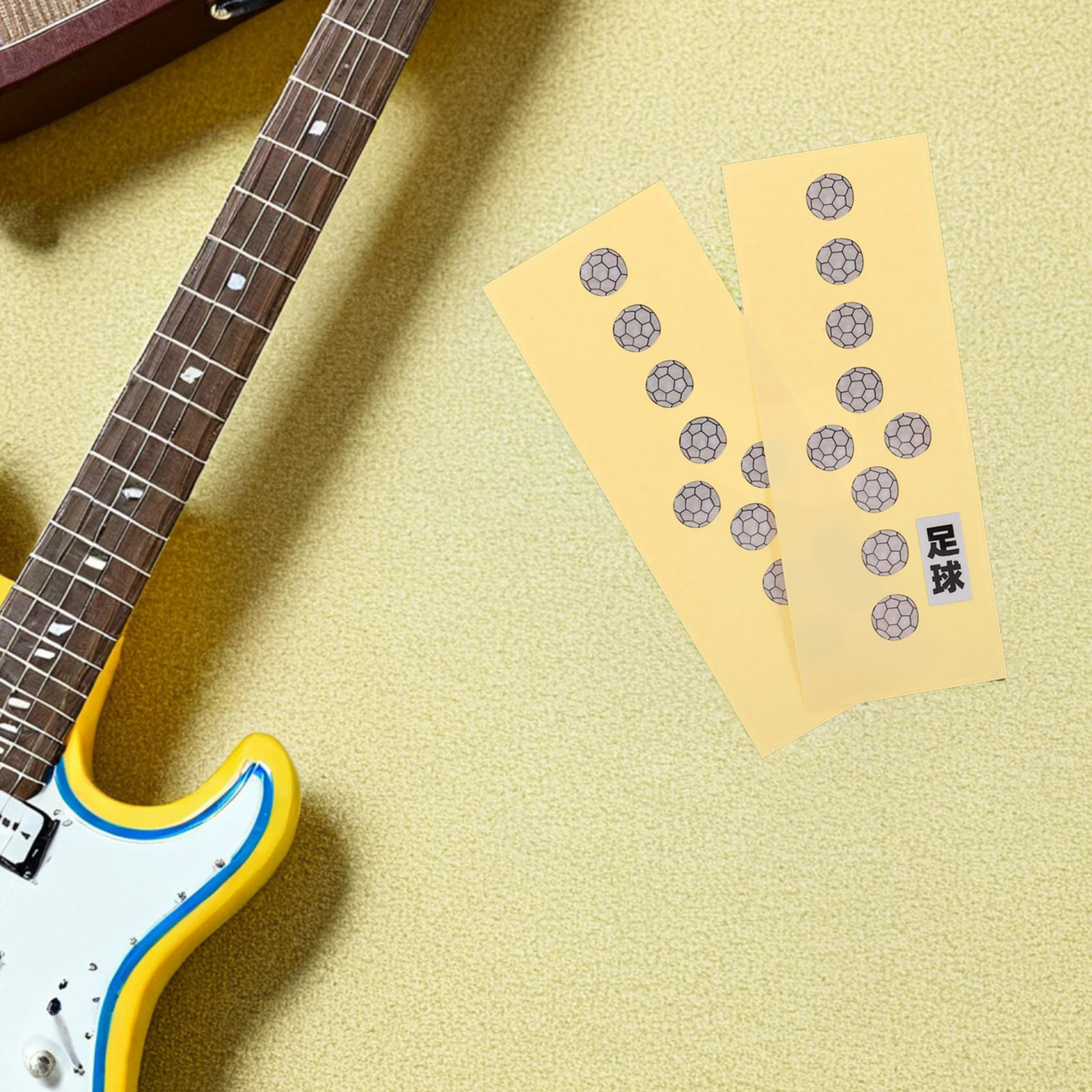 

2Pcs Acoustic Guitar Fretboard Stickers Sporty Soccer Pattern Reusable Adhesive for Beginner Fingerboard Practice and Style