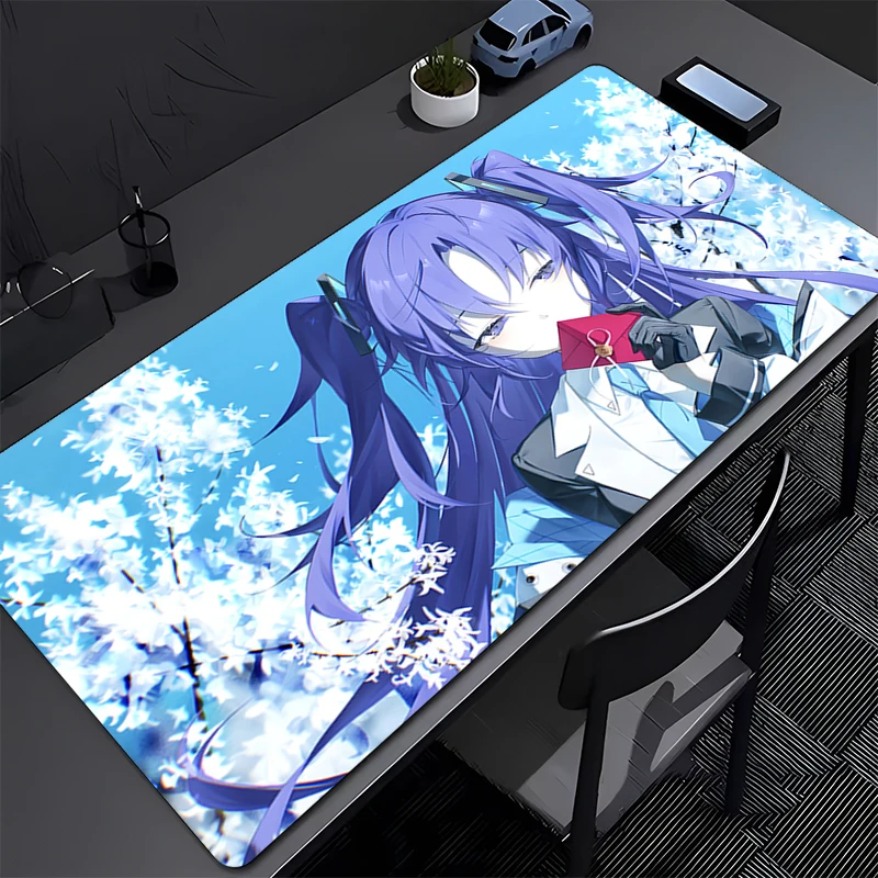 

Mouse Pad Computer Anime White Flowers Mousepad Laptop Blue Archive Yuuka Keyboard Pad PC Gaming Accessories Kawaii Desktop Mat